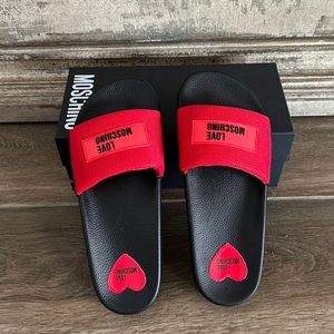 Red Love Moschino Slides Size US 7 Womens NEW